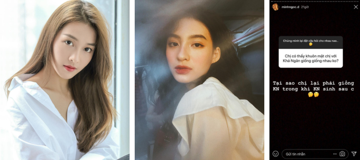 Mới đây, trên trào lưu trả lời tại story Instagram, Dương Minh Ngọc nhận được câu hỏi về nhan sắc của mình có nét giống hot girl Khả Ngân và cô nàng xinh đẹp lai Pháp này đã thẳng thắn đáp trả về vấn đề này.