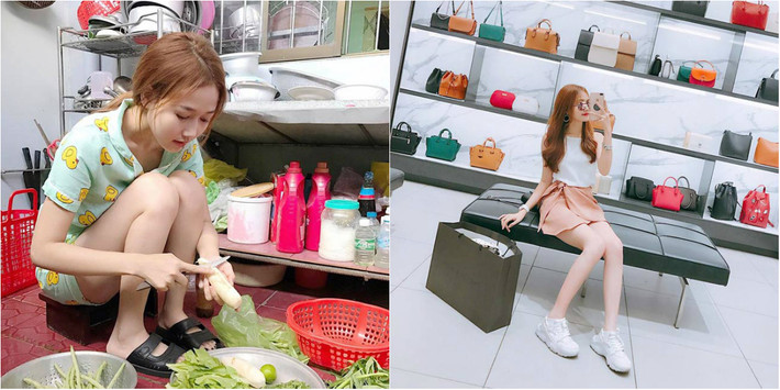 Nhung Gumiho được biết đến là cô gái có gu ăn mặc cá tính, đa phong cách. Nhưng khi ở nhà, hot girl Sài thành cũng giản dị như mọi cô gái.