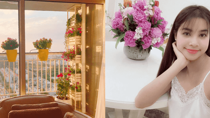 Phòng ngủ của cô được trang trí khá giản dị nhưng không kém phần sang trọng.