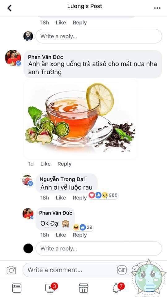 Chốt lại vấn đề Phan Văn Đức nhắc Xuân Trường nhớ uống trà Atiso cho thanh lọc cơ thể.