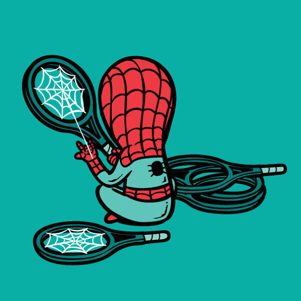 Người nhện có thể gia công làm vợt cầu lông hay tennis.