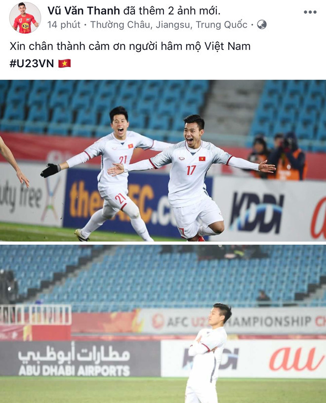 Văn Thanh thì vô cùng ngắn gọn và xúc tích với dòng trạng thái "cám ơn người hâm mộ Việt Nam".