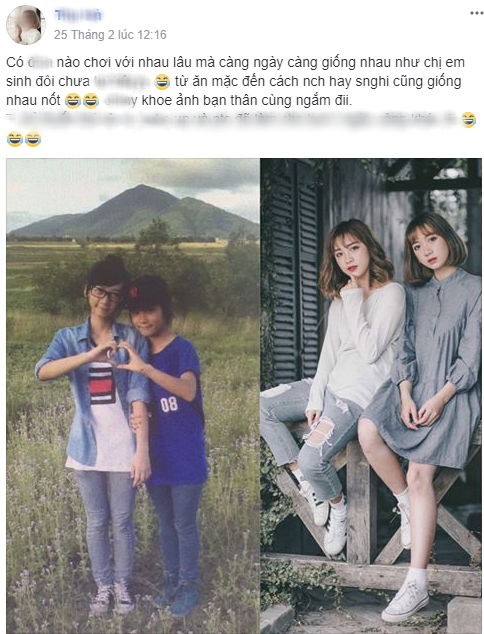 Rất nhiều người phải công nhận rằng càng chơi lâu với nhau, dường như các cặp bạn thân càng chơi lâu với nhau thì lại càng giống nhau như hai giọt nước. Tuy nhiên, ít ai biết được lý do tại sao lại như vậy? Nhưng mới đây, dân mạng đã có câu trả lời cụ thể qua loạt ảnh được đăng tải trên MXH.