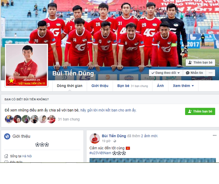 Điển hình như Facebook của thủ môn Bùi Tiến Dũng trước khi trận đấu giữa U23 Việt Nam và U23 Qatar diễn ra, chàng thủ môn này chỉ có gần 35 nghìn người theo dõi nhưng hiện tăng vọt lên 540 nghìn lượt theo dõi.