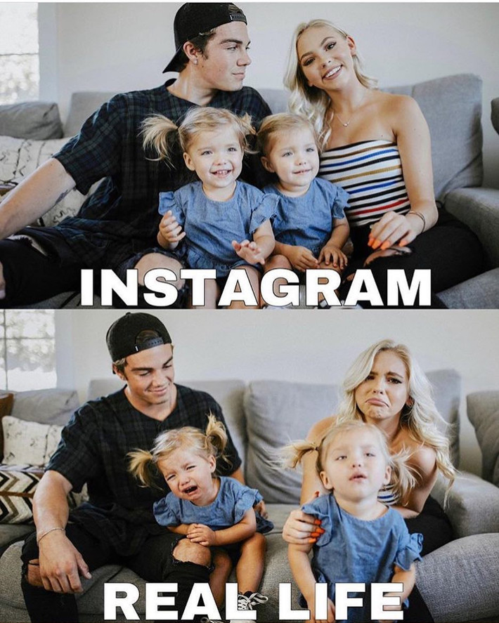 Để có bức ảnh gia đình tuyệt vời trên Instagram, đôi khi trong thực tế, đó là cả sự nỗ lực không biết mệt mỏi của các thành viên.