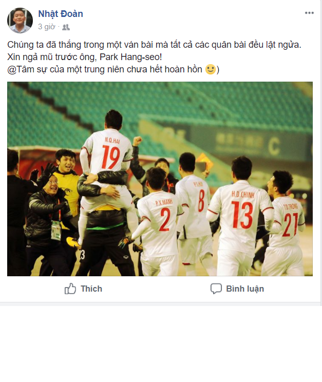 Ismail Rahman bày tỏ sự nể phục trước lối đá bình tĩnh, sáng tạo của U23 Việt Nam. Người dùng mạng từ Malaysia này cũng gửi gắm hy vọng chung của Đông Nam Á vào đội bóng đầu tiên trong khu vực bước vào chung kết.
