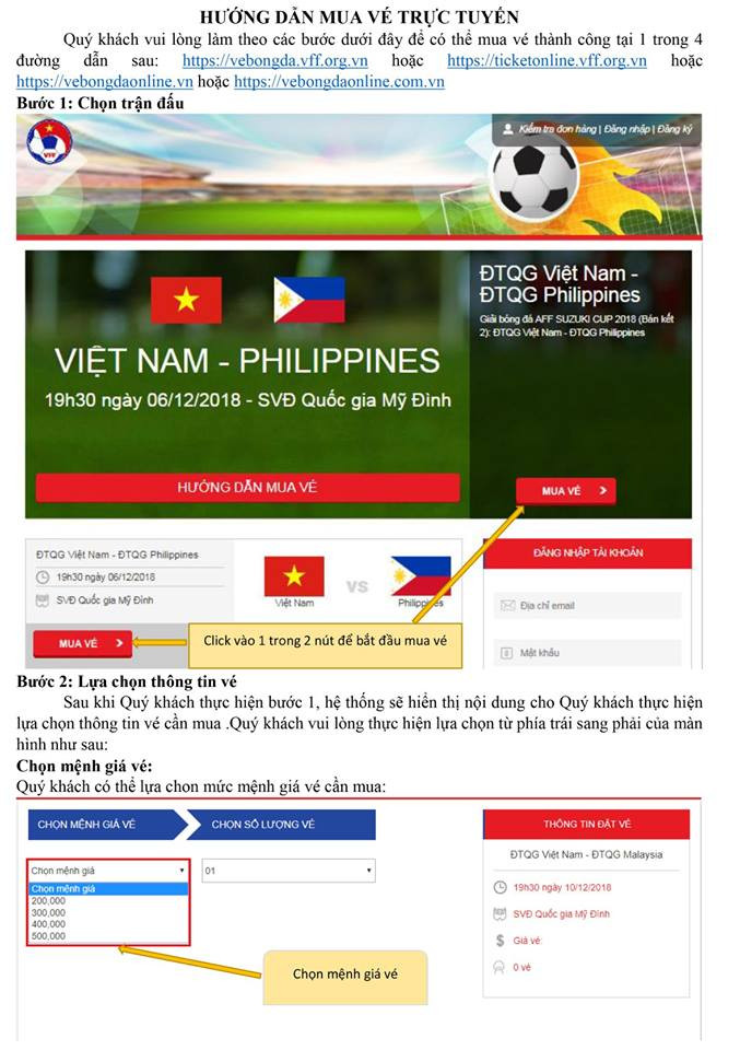 ĐT Việt Nam đã chính thức đặt chân vào bán kết AFF Cup 2018 với đối thủ là Philippines. Ngay lúc này, sự quan tâm của NHM chính là tấm vé để xem trận bán kết lượt về trên SVĐ QG Mỹ Đình vào tối ngày 6/12 tới.