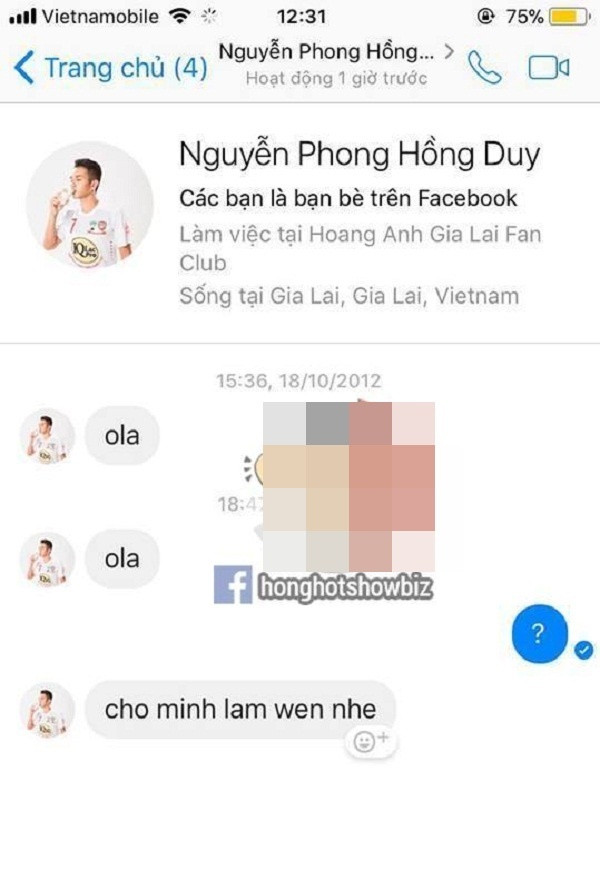 Sau khi những bức ảnh chụp lại đoạn tin nhắn quá khứ từng "bơ" của Hồng Duy được đăng tải các fan của Hồng Duy đã ngay lập tức vào ném đá chủ nhân và cho rằng "đã được cầu thủ làm quen lại còn chảnh".