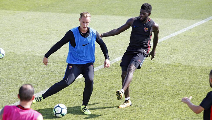 M.U quan tâm ký bộ đôi sao Barca, trung vệ Samuel Umtiti và thủ thành Marc-Andre ter Stegen. Ảnh: Goal
