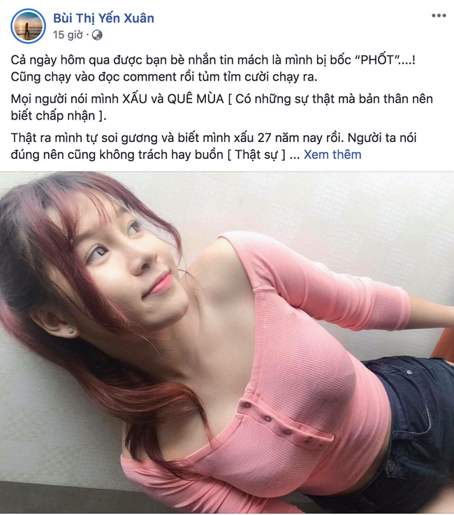 Mới đây, sau khi bị "bóc phốt" chuyện xấu xí, quê mùa, Yến Xuân - bạn gái của Lâm Tây đã thẳng thắn có phản ứng trên trang cá nhân của mình. Cụ thể, cô nàng này đã bóng gió về việc nhiều người chê mình "đã xấu còn quê" và không xứng với vẻ ngoài đẹp trai của chàng bạn trai là cầu thủ đội tuyển Việt Nam.