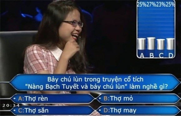Nhanh chóng, câu hỏi của chương trình Ai là triệu phú đã khiến nhiều người phải lắc đầu bó tay vì nghĩ mãi không thấy cái nào khác.