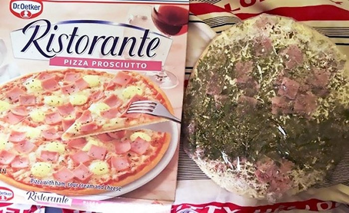 Chỉ vì lỡ tay mà chiếc bánh piza đã trở nên vô cùng xấu xí và không giống như quảng cáo.