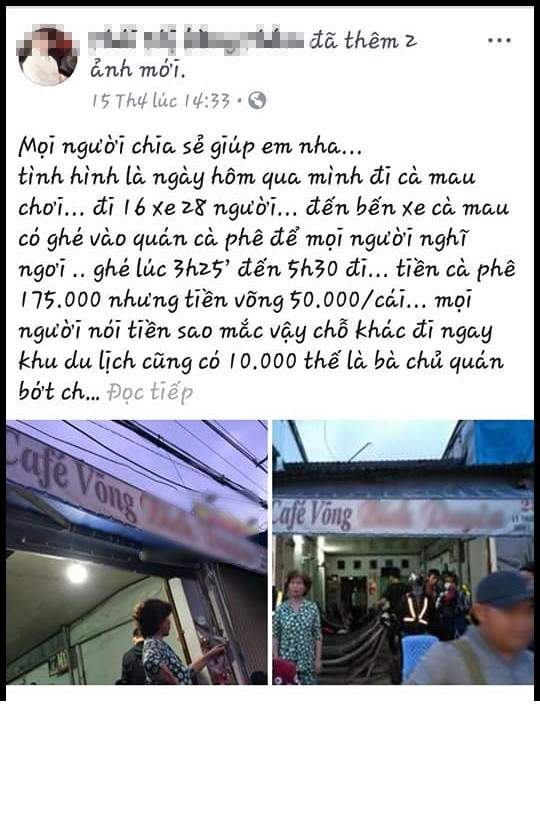 Bẵng đi một thời gian, vừa qua cộng đồng phượt thủ lại bị rung chuyển với bài đăng từ trang cá nhân của một thành viên của đội phượt có tên H.T. Cô gái này cho biết, đoàn phượt 16 xe 28 người có ghé vào một quán cafe ở bến xe Cà Mau vào lúc 3h25, ở lại qua đêm, rời đi vào 5h30 sáng hôm sau. Cả đoàn uống nước hết 175.000 đồng, tiền võng 50.000 đồng/cái, sau đó được bớt xuống 25.000 đồng/cái. Tổng cộng hơn 400.000 đồng.