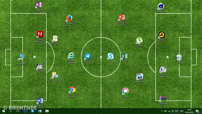 Cách bố trí Desktop của người hâm mộ bóng đá.