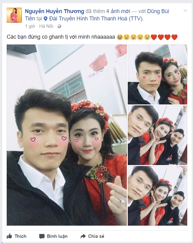 Trở về từ U23 châu Á với danh hiệu Á quân cùng đội tuyển U23 Việt Nam, thủ môn Bùi Tiến Dũng trở thành tên tuổi được nhiều người chú ý tới và không ít các cô nàng phải "thả tim", thể hiện sự mến mộ anh chàng này, đơn cử như Hoa hậu Đỗ Mỹ Linh, Angela Phương Trinh hay mới đây nhất là hot girl showbiz Huyền Thương.