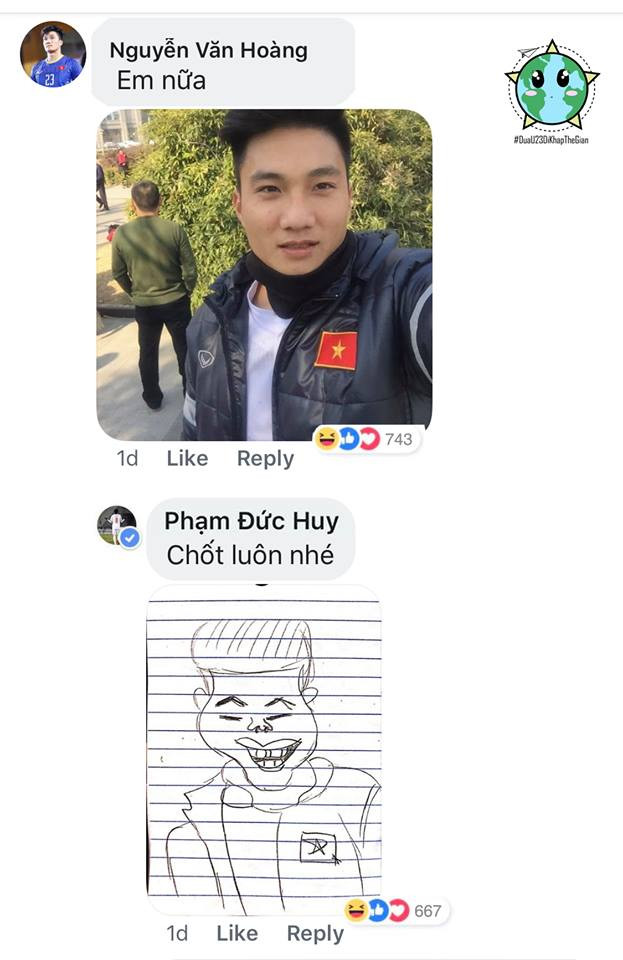 Tài hội họa của "Huy cục súc" được thể hiện qua dòng trạng thái của mình viết vào ngày 18/7 vừa qua. Ngay khi mở lời về việc vẽ tặng người khác, Đức Huy rất đắt khách và hầu hết đều là đồng đội tại đội tuyển U23 Việt Nam của mình.