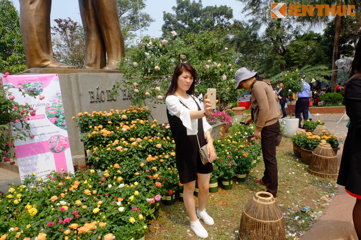 .... song nhiều người vẫn thản nhiên trèo vào các khu trưng bày hoa.