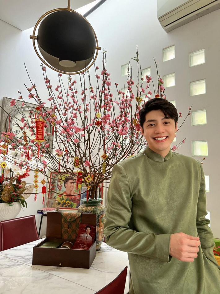Dường như mỗi dịp Tết đến, bên trong nhà nam ca sĩ không thể thiếu cành đào.