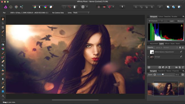 Serif Affinity Photo là phần mềm chỉnh sửa ảnh chuyên nghiệp cho máy tính Mac. Phần mềm mang đến bộ công cụ mạnh mẽ và nâng cao nhưng vẫn giữ được giao diện và cách dùng đơn giản. Ảnh: Techradar.