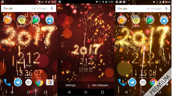 Điểm nhấn tạo nên ấn tượng của New Year Countdown nằm ở tính năng đếm ngược thời gian đến đêm giao thừa. New Year Countdown sẽ cho bạn những bất ngờ thú vị khi đếm từng giờ, từng phút, từng giây tới đêm giao thừa. Ảnh: Tinhte.
