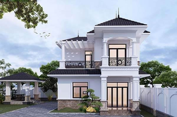 Ở những vùng ngoại thành có diện tích đất lớn, thiết kế nhà 2 tầng mái nhật đang được ưa chuộng hơn. Ảnh: Wedo