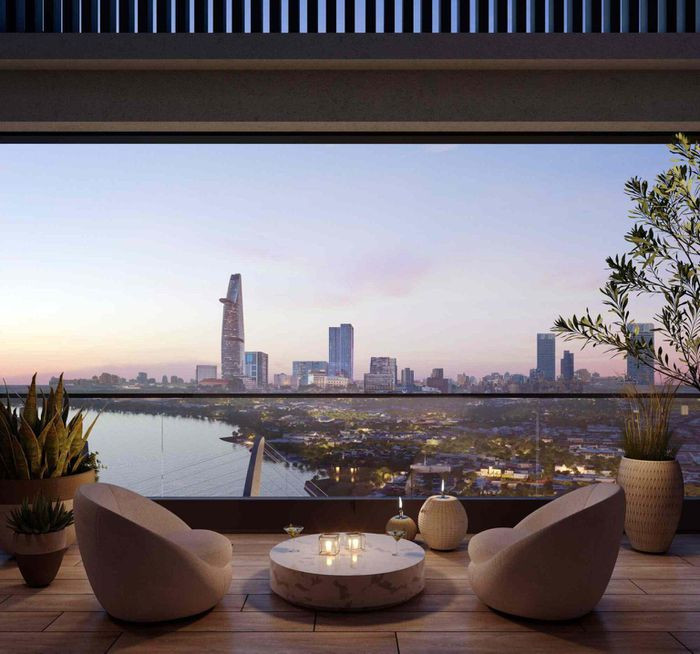 Điểm nổi bật của căn penthouse là view phòng khách và phòng ngủ master hướng ra dòng chảy thơ mộng của sông Sài Gòn. Ảnh: Facebook