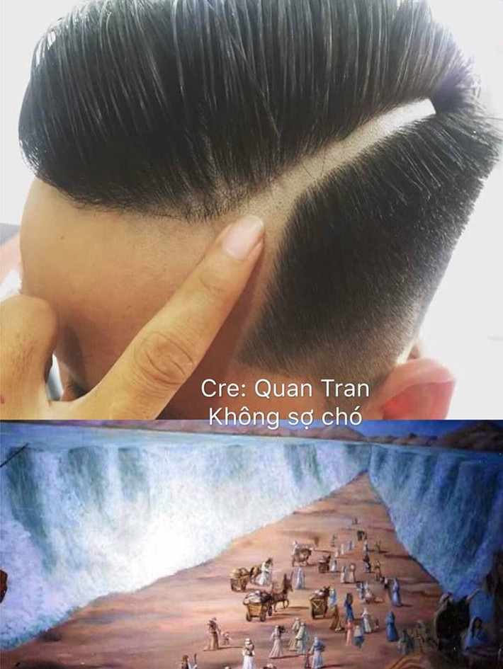 Đường kẻ trên tóc kiểu under cut chẳng khác nào một con đường đất được mở ra giữa biển.