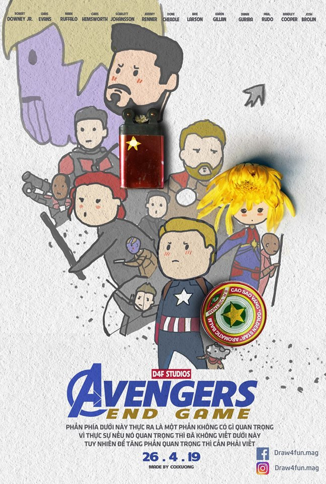 Trong những ngày qua, dân mạng đang rất hồi hộp chờ siêu phẩm bom tấn các siêu anh hùng Marvel ra mắt phần tiếp theo với tên Avengers: Endgame (tựa Việt là Avengers: Hồi kết).