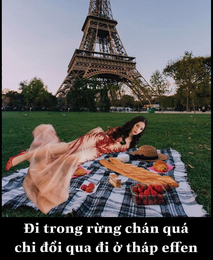 Hú hồn có cái tháp Eiffel còn nguyên mà Chi Pu không hề đổi dáng.