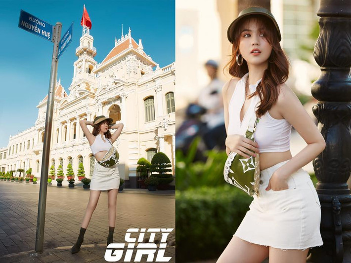 Khi cần khiêu gợi, Ngọc Trinh sẵn sàng phối chiếc áo croptop ngắn và chiếc chân váy ngắn.