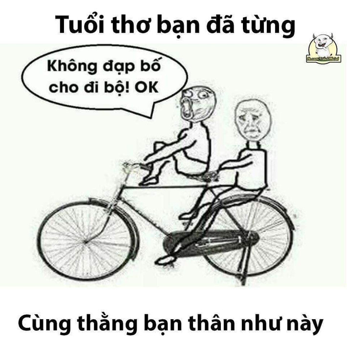 Thằng cầm lái, thằng đạp chân: Đi xe đạp của lứa 8X, 9X cũng phải có phong cách riêng. Thay vì người lái kiêm luôn công việc đạp thì các bạn thanh niên chia nhau rất rõ ràng. Người ngồi sau sẽ làm công việc đập còn người cầm lái chỉ có nhiệm vụ lái.