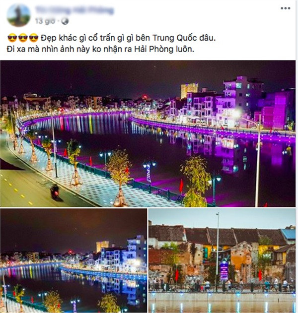 Mới đây, một Fanpage ở Hải Phòng đã đăng tải những hình ảnh của phố đi bộ và dòng sông Tam Bạc khi về đêm với cảnh sắc lung linh, đẹp mắt để quảng bá cho địa phương. Sẽ không có gì gây tranh cãi nếu Fanpage này không tung hô quá đà.