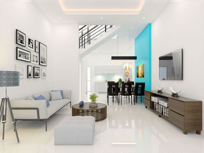 Màu trắng luôn là màu sơn nhà thịnh hành và chưa bao giờ lỗi mốt nhiều năm qua. Trong năm 2018 màu trắng vẫn được ưa chuộng bởi sự tiện lợi và có thể kết hợp cùng nhiều màu sắc khác nhau.