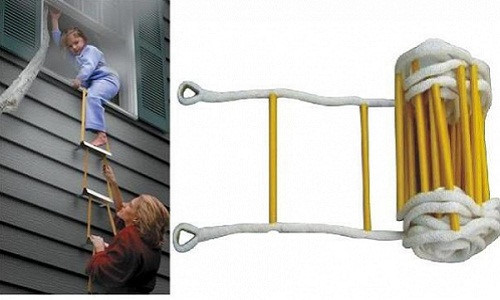 Trong trường hợp cháy chung cư mà không thể thoát ra ngoài bằng cửa chính hay cửa thoát hiểm thì cửa sổ và ban công là nơi giúp bạn thoát ra khỏi đám cháy. Vì vậy, một chiếc thang dây là vật dụng cần thiết. Ảnh: Thangday.