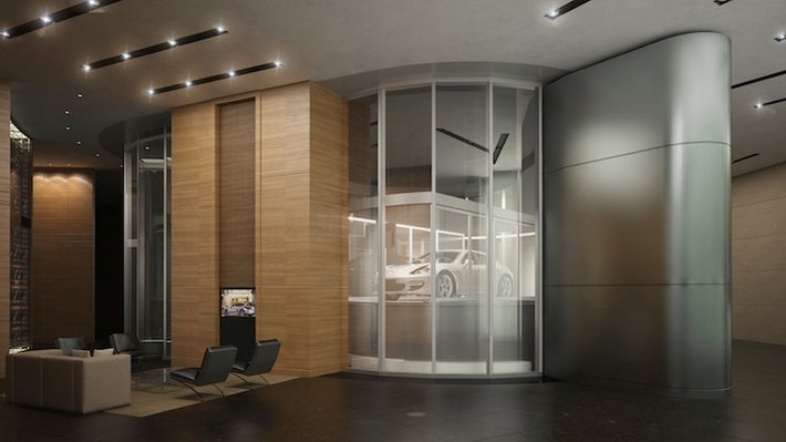 Không phải là tòa tháp cao nhất song Porsche Design Tower gây chú ý bởi hệ thống thang máy đưa xe hơi lên tận cửa căn hộ.