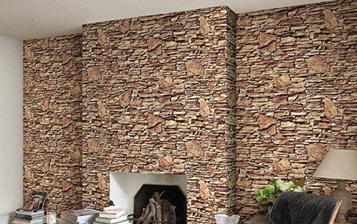 Giấy dán tường 3D giả đá phù hợp với mọi không gian từ phòng khách, phòng ngủ, nhà bếp...Ảnh: Giaydantuonglamhoang.