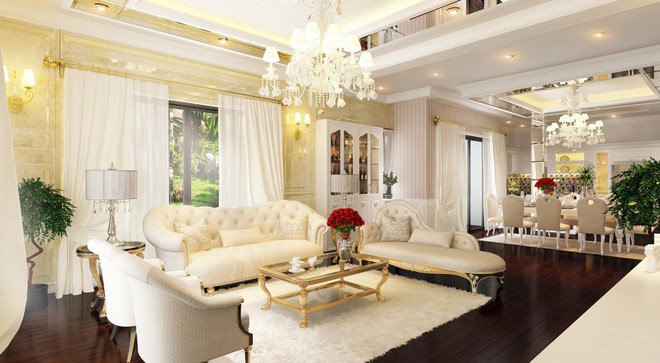 Kết đèn chùm pha lê với nội thất châu Âu giúp căn phòng thêm trẻ trung, trang nhã. Ảnh: Khám phá.