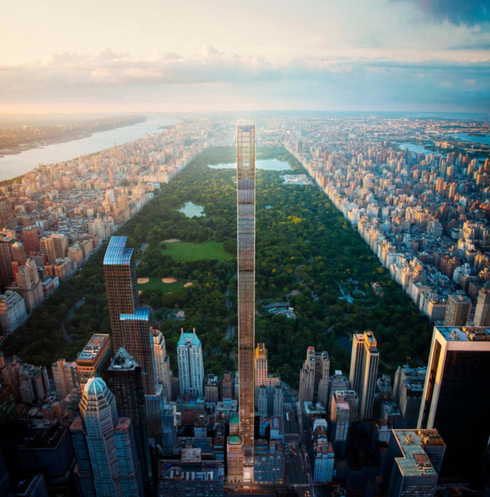 Với chiều cao 435 m, và sẽ hoàn thành năm 2019, tòa nhà 111W57 ở Midtown, New York sẽ là tòa nhà chọc trời mỏng nhất thế giới. Tỷ lệ giữa chiều ngang và chiều cao của tòa nhà lên tới 1:23.