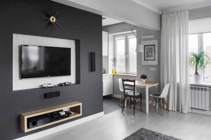 Màu ghi nhạt giúp tạo sự cân bằng với đồ trang trí trong phòng. Nguồn ảnh: Elledecor.