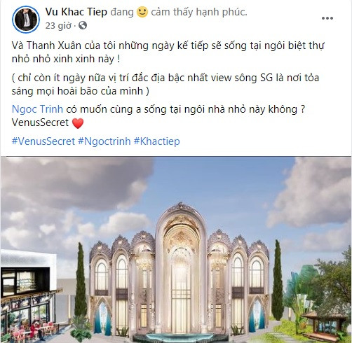 Mới đây, Vũ Khắc Tiệp khiến khán giả phải trầm trồ khi hé lộ bản vẽ căn biệt thự mới vừa sang trọng, vừa bề thế tại TP HCM.