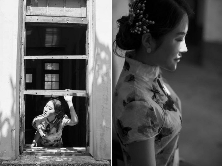 Bức ảnh đen trắng của Wang mang vẻ đẹp hoài cổ.