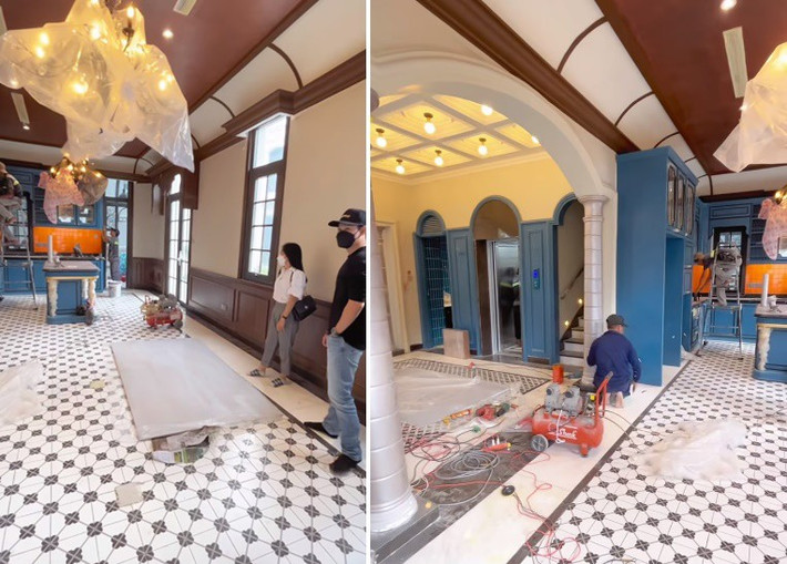Khu vực bàn ăn nhìn ra bếp, thông với sảnh thang máy.