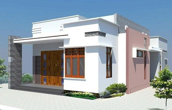 Mẫu nhà mái bằng cấp 4 là ưu tiên hàng đầu khi xây dựng với chi phí khoảng 400 triệu đồng. Mái bằng kết hợp hệ thống chống nóng giúp không gian mát mẻ. Ảnh: Quatest2