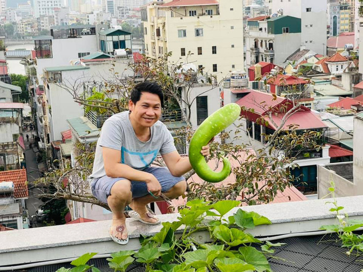 Trọng Tấn đặc biệt thích thú với khu vườn trên sân thượng.