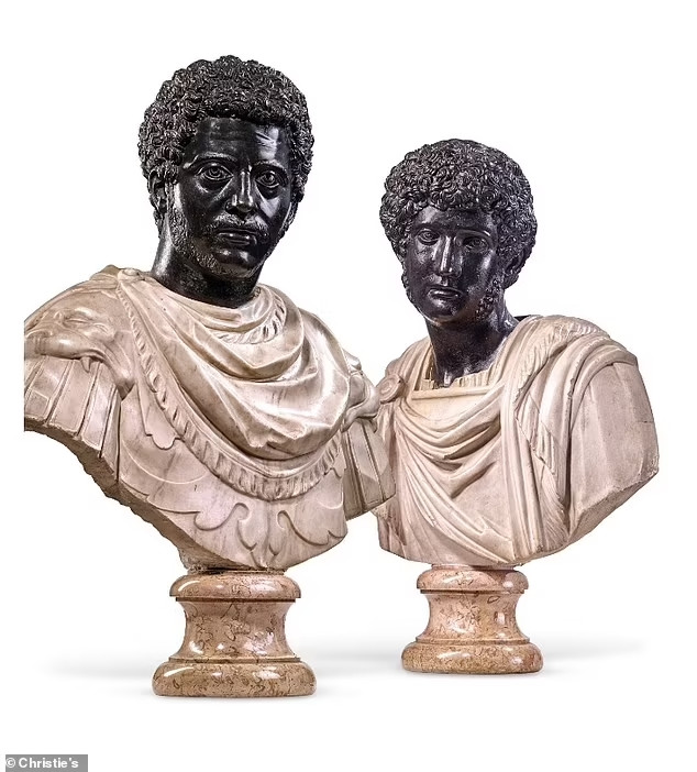 Hai bức tượng bán thân bằng đá cẩm thạch của Hoàng đế Marcus Aurelius và Lucius Verus có thể được bán với giá 400.000 USD.