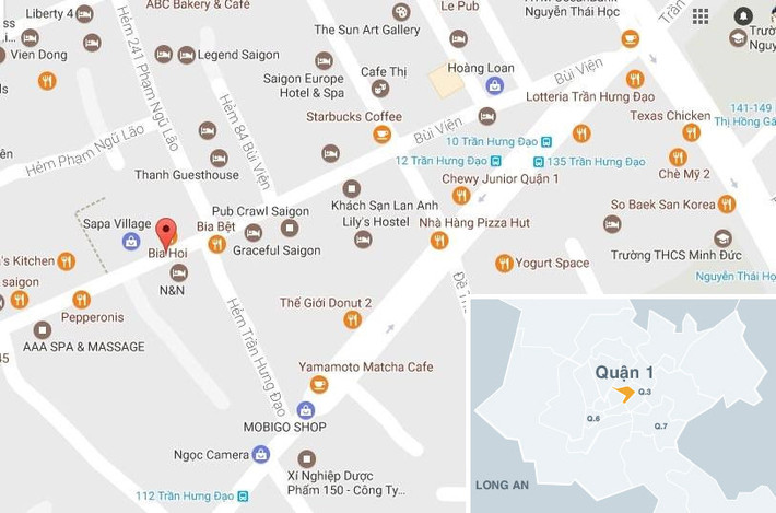 Phố đi bộ Bùi Viện sẽ chính thức đi vào hoạt động vào 15/7. Ảnh: Google Maps.