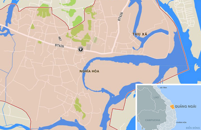 Xã Nghĩa Hòa (huyện Tư Nghĩa), nơi xảy ra vụ hỏa hoạn. Ảnh: Google Maps.