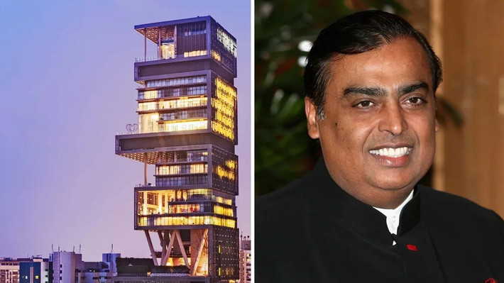 Tòa nhà Antilia nằm trên đường Altamount tại Mumbai, rộng khoảng 37.161m2, có chi phí xây dựng hơn 1 tỷ USD, được cho là dinh thự riêng đắt nhất thế giới. Ảnh: India Today