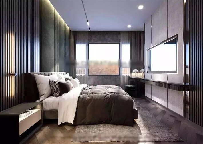 Phòng ngủ thiết kế thoáng đãng với tầm view tuyệt đẹp.