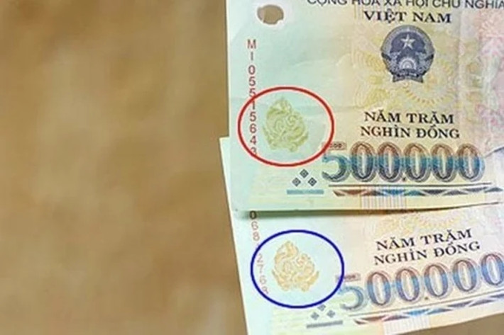 Trong khi đó, hình chim phượng nằm phía dưới góc trái tờ bạc, được in bằng mực đặc biệt sẽ đổi màu khi soi tờ bạc dưới các góc nhìn khác nhau.